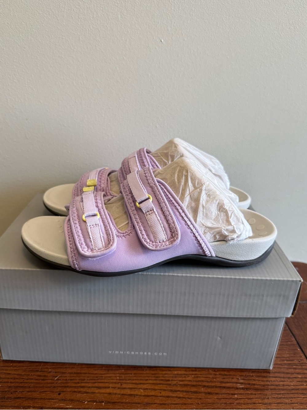 Vionic Lavender‎ Dual-Strap Comfort Slide Sandals NEW